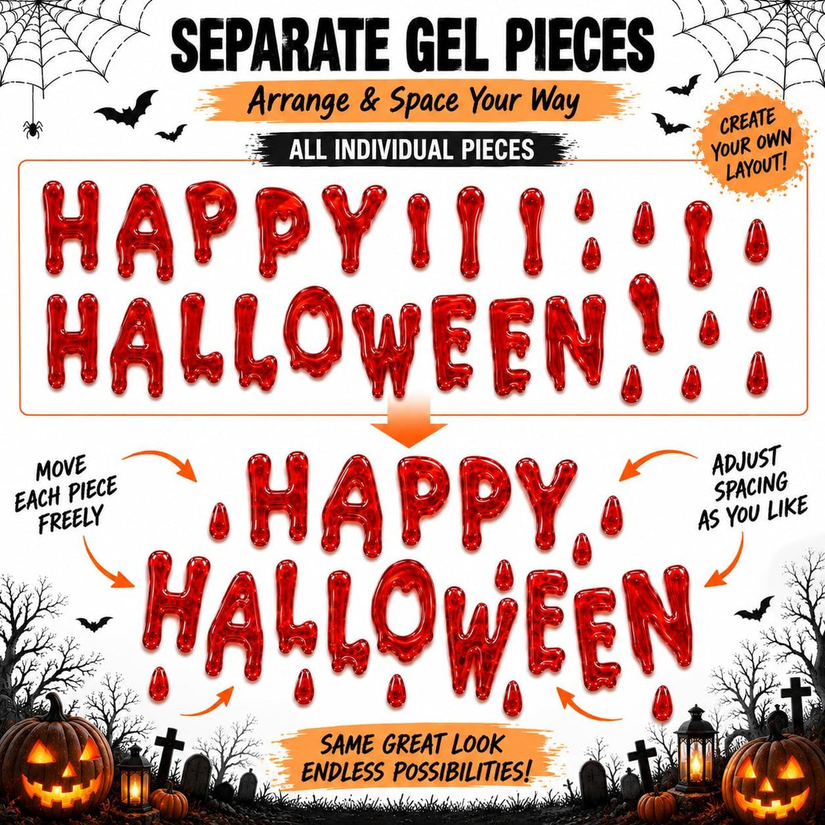 26Pcs Halloween Window Gel Clings