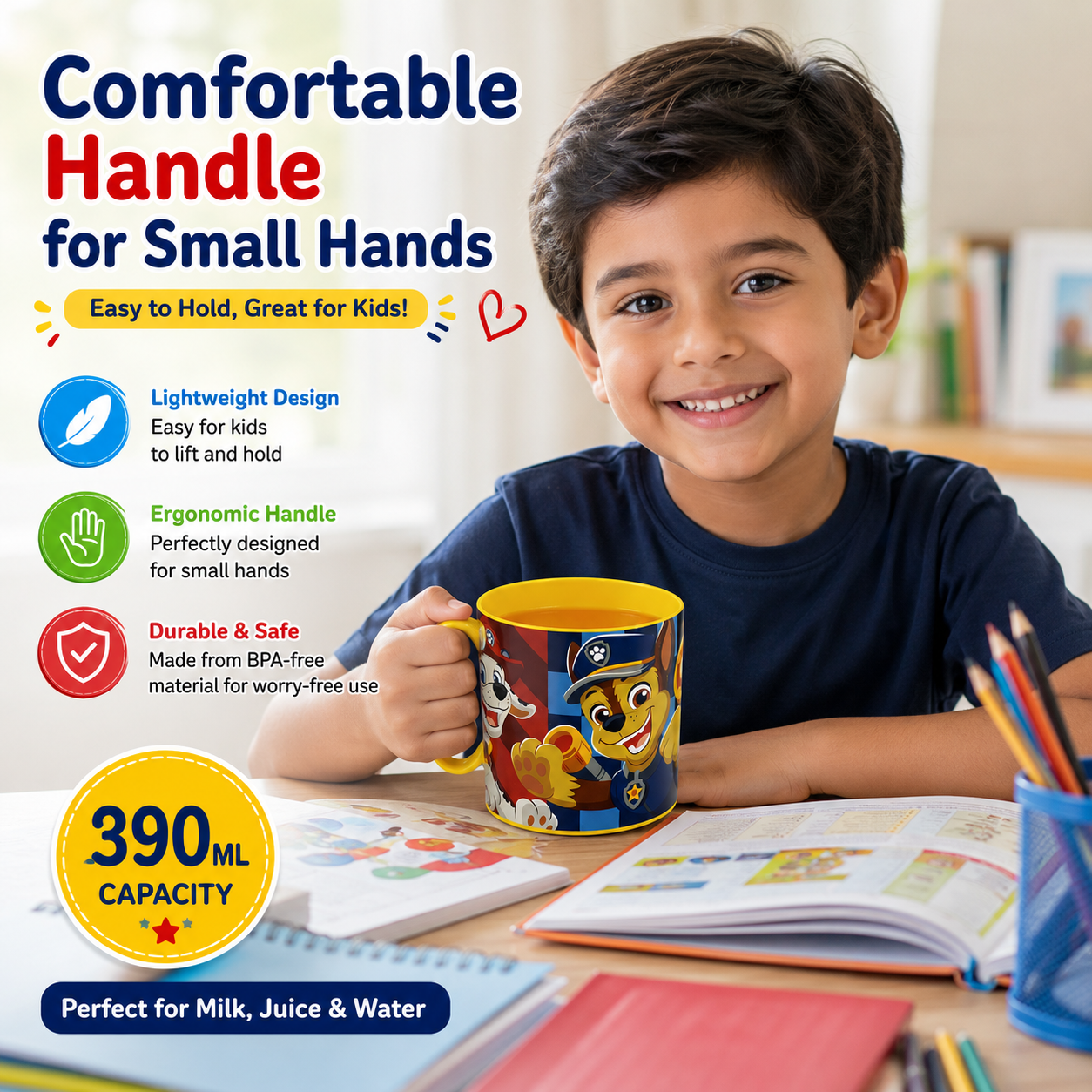 Kids Microwave Mug Reusable Plastic Cup - 390ml