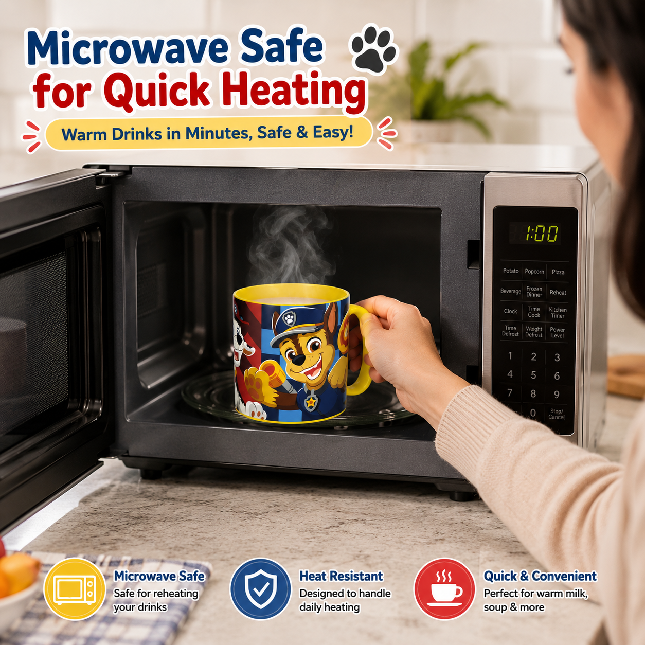 Kids Microwave Mug Reusable Plastic Cup - 390ml