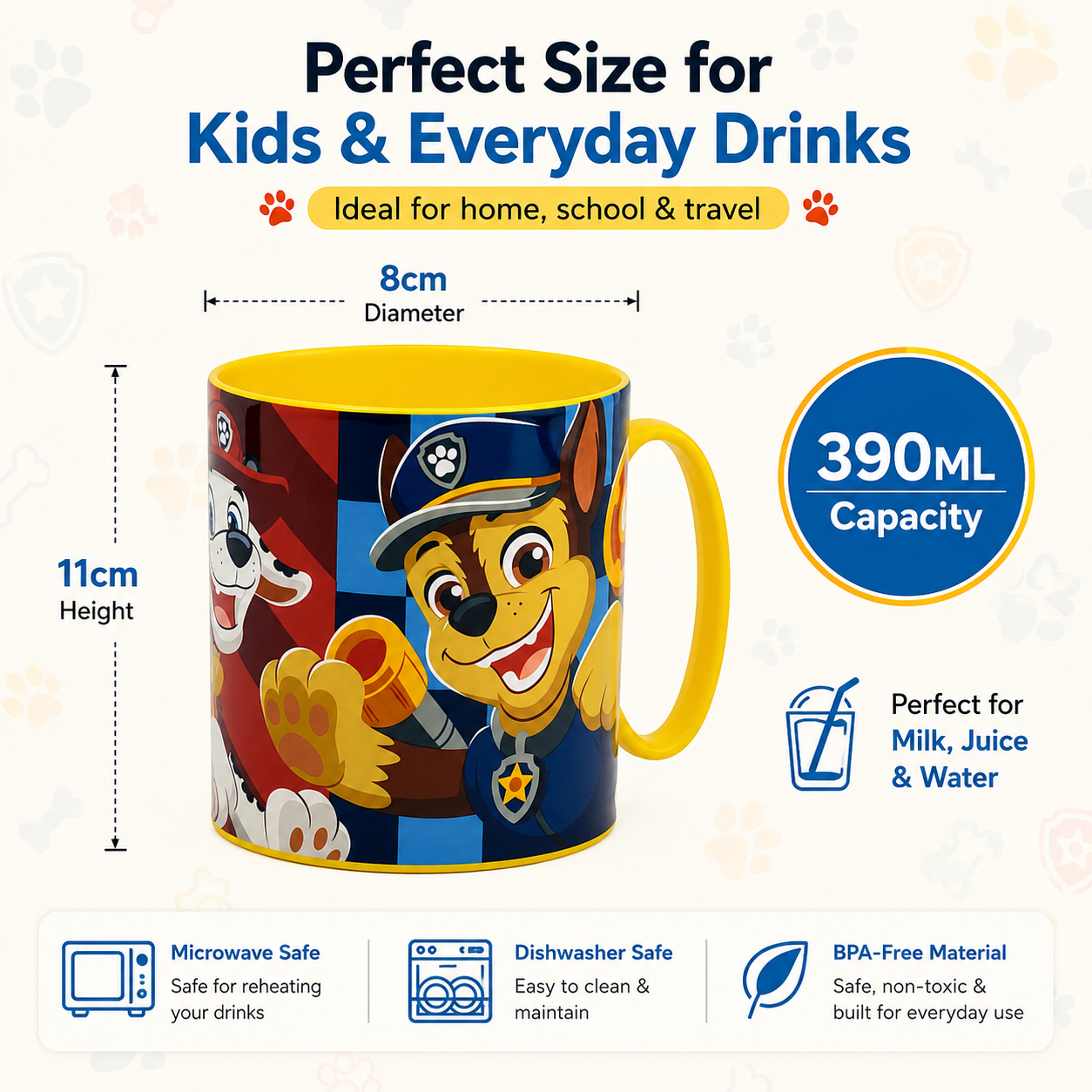 Kids Microwave Mug Reusable Plastic Cup - 390ml