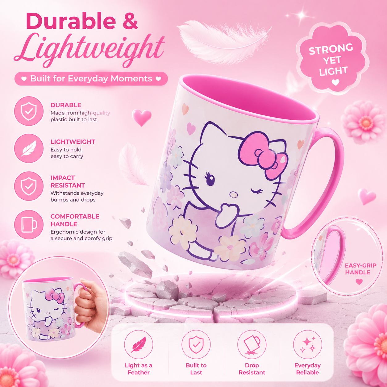 Kids Microwave Mug Reusable Plastic Cup - 390ml