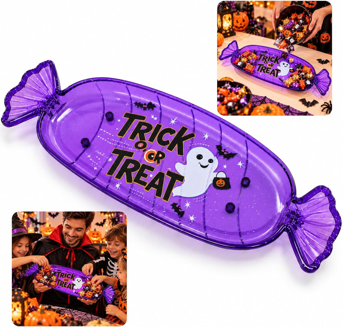 Halloween Candy Plate Purple 35cm
