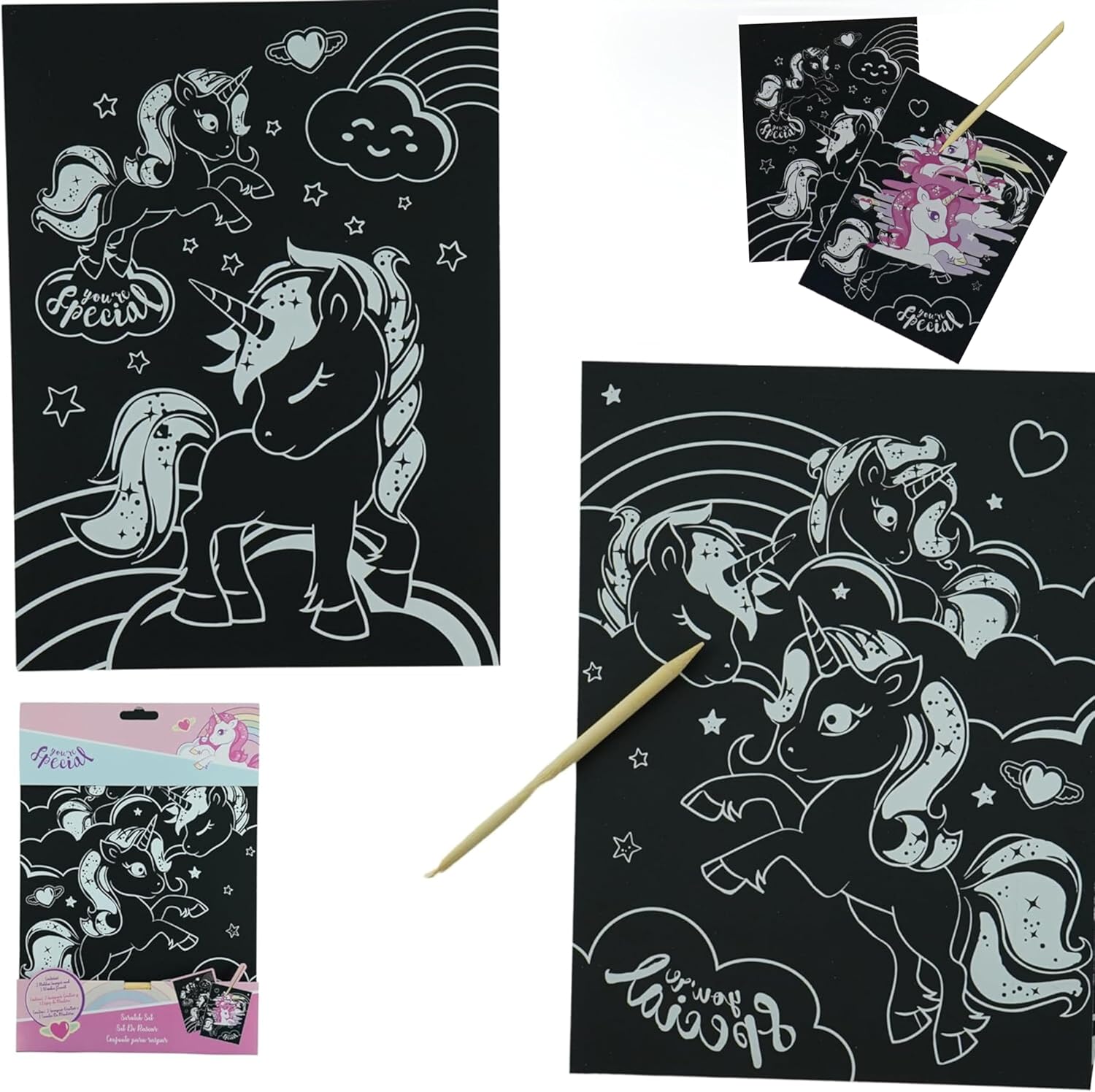 3Pcs Unicorn Scratch Art Set