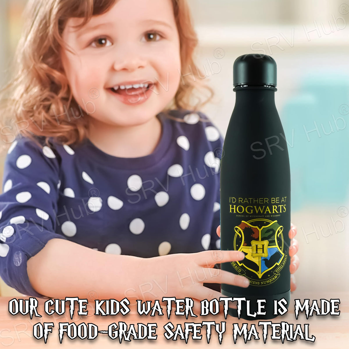 Harry Potter Black Kids Licensed 650ml Soft Touch Leak-Proof Water Bottle – view 6