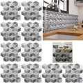 Pack of 10 Black Hexagonal Adhesive Wall Tile