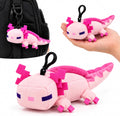 3D Minecraft Axolotl Pink Plush Clip On Keyring