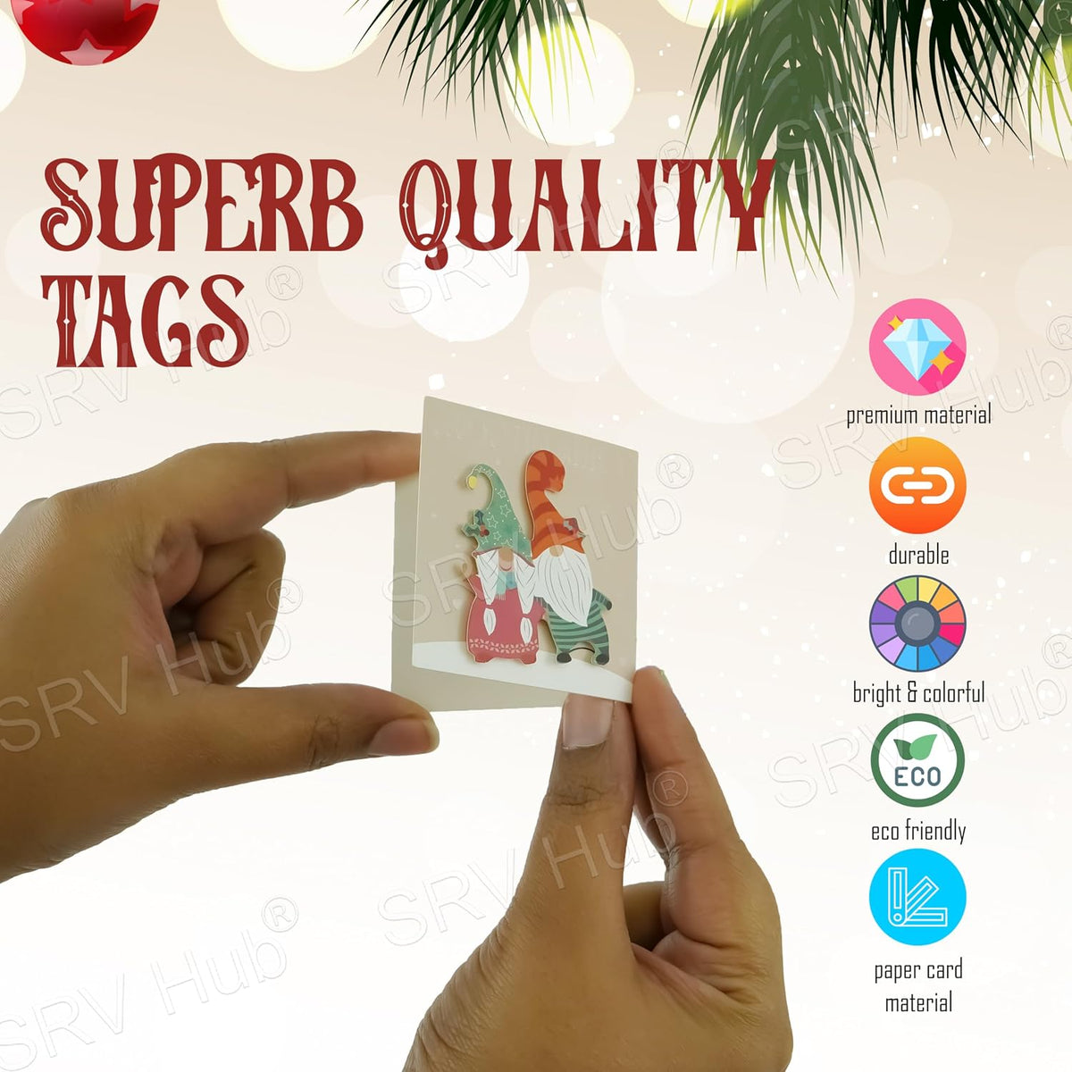 6cm Mini Hand Finished Christmas Gift Tags 18Pcs