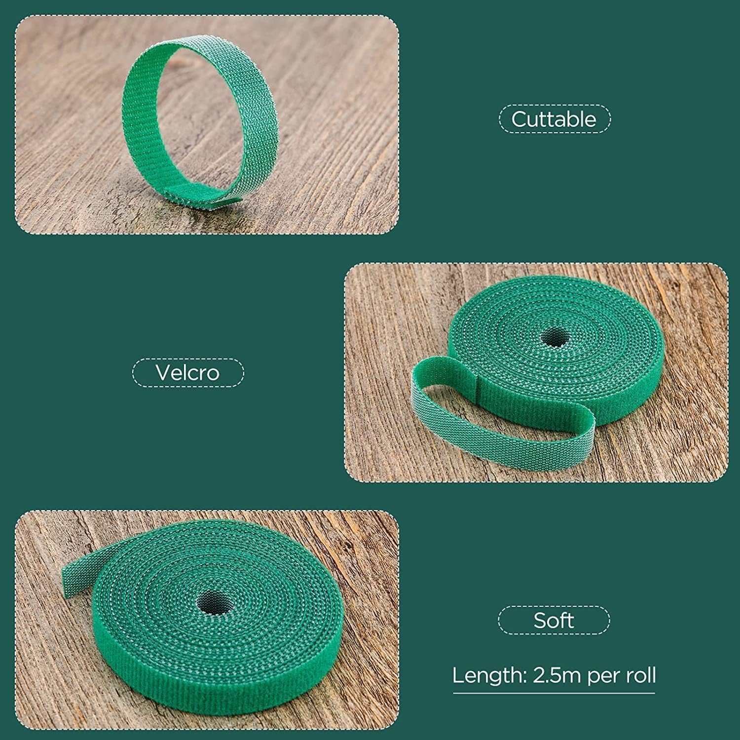 3Pcs Reusable Self Adhesive Plant Tie Tape - 250cm