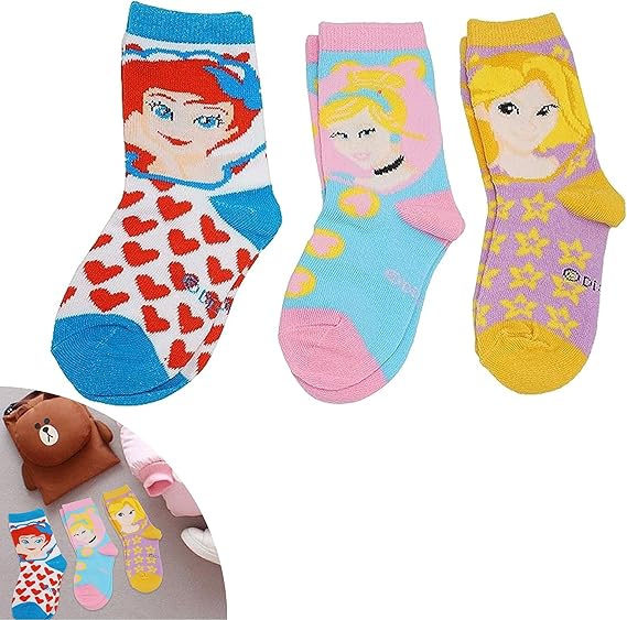 3 Pairs Cotton Cartoon Printed Girls Socks