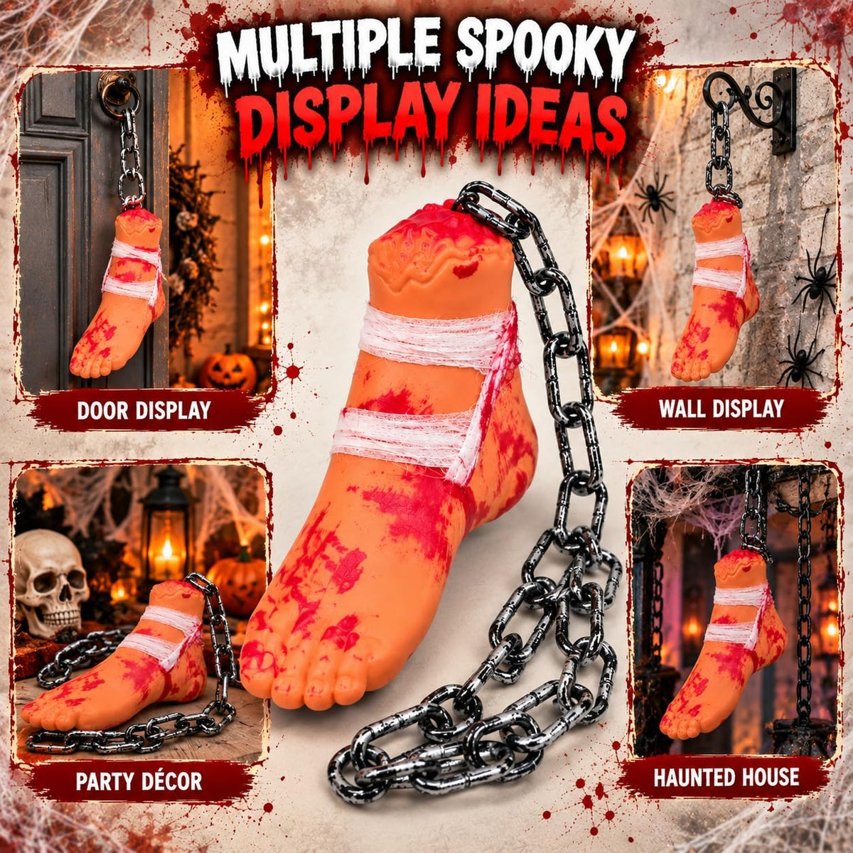 Halloween Severed Foot Decoration with Plastic Chain