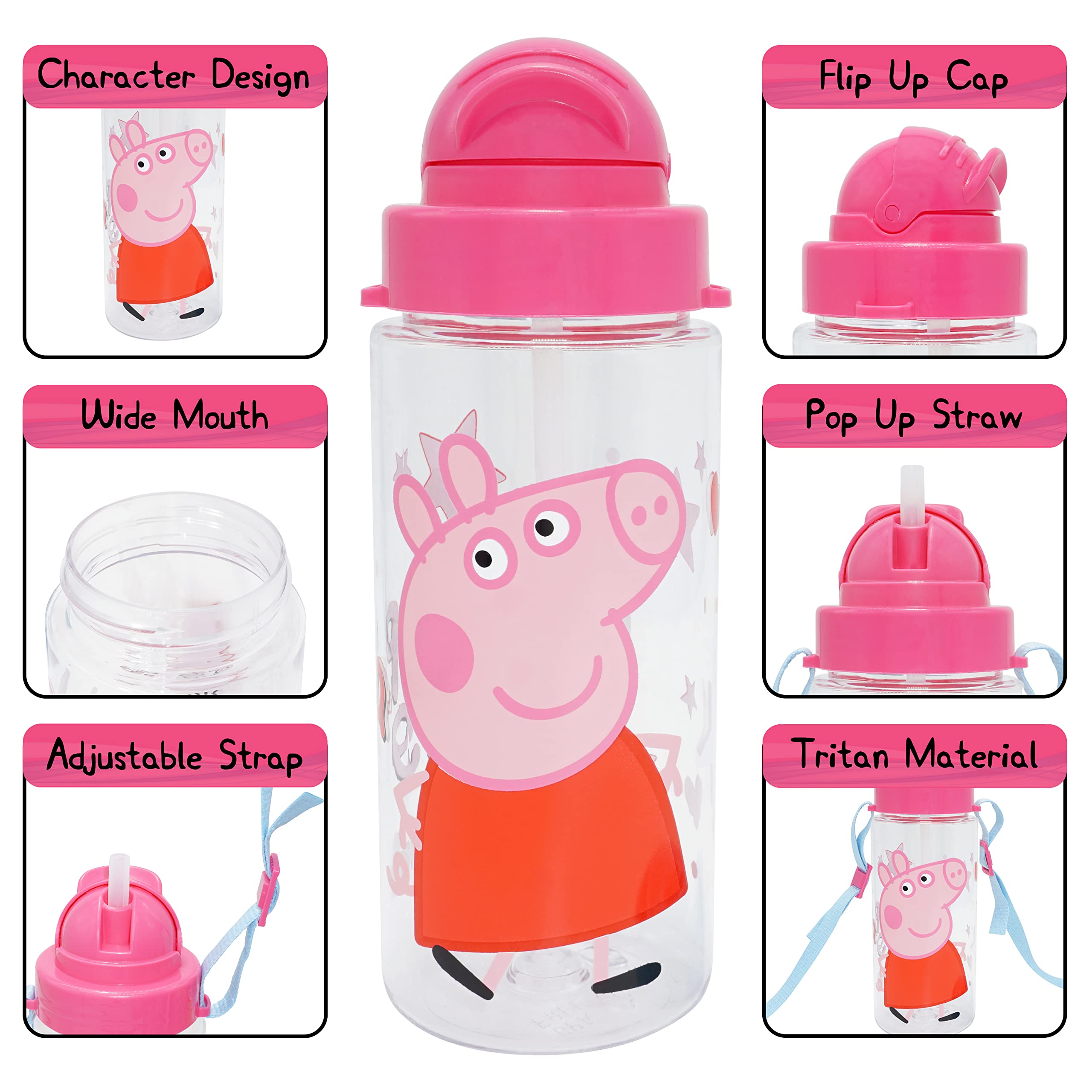 500ml Tritan Water Bottle with Strap for Children