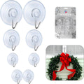 Clear 8Pcs Suction Cup Hooks - Assorted Sizes