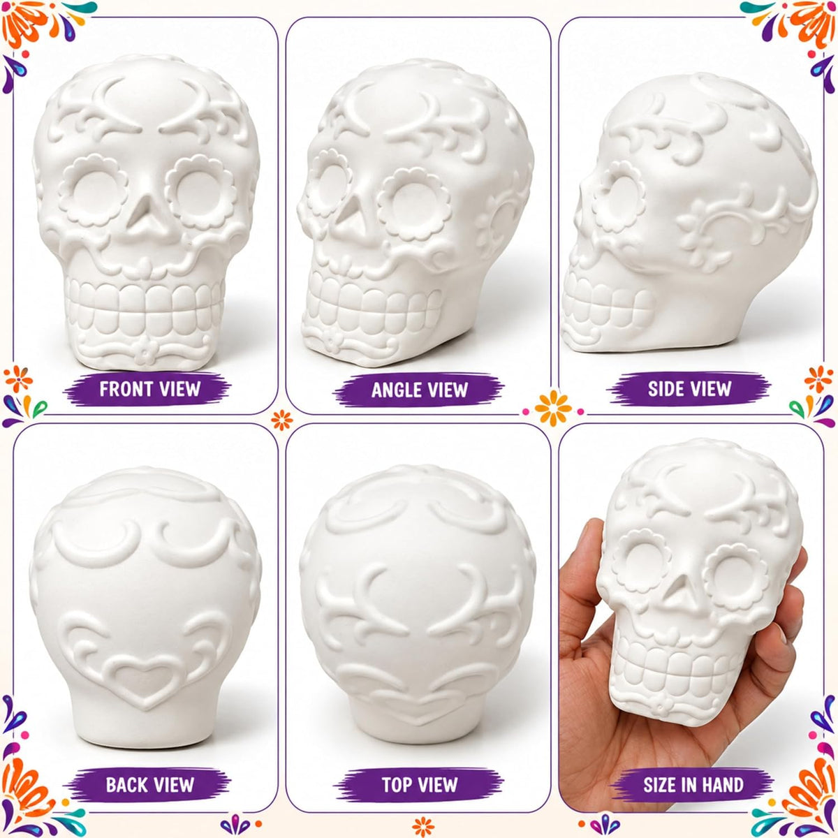 8PCs Halloween Paint Your Own Plaster Skull Craft Kit