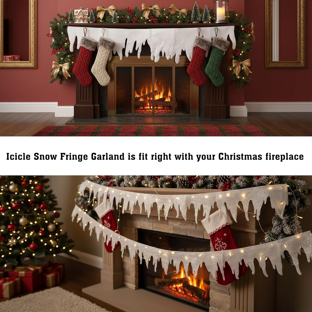 Christmas Artificial Fake Snow Icicle Garland for Festive Crafts