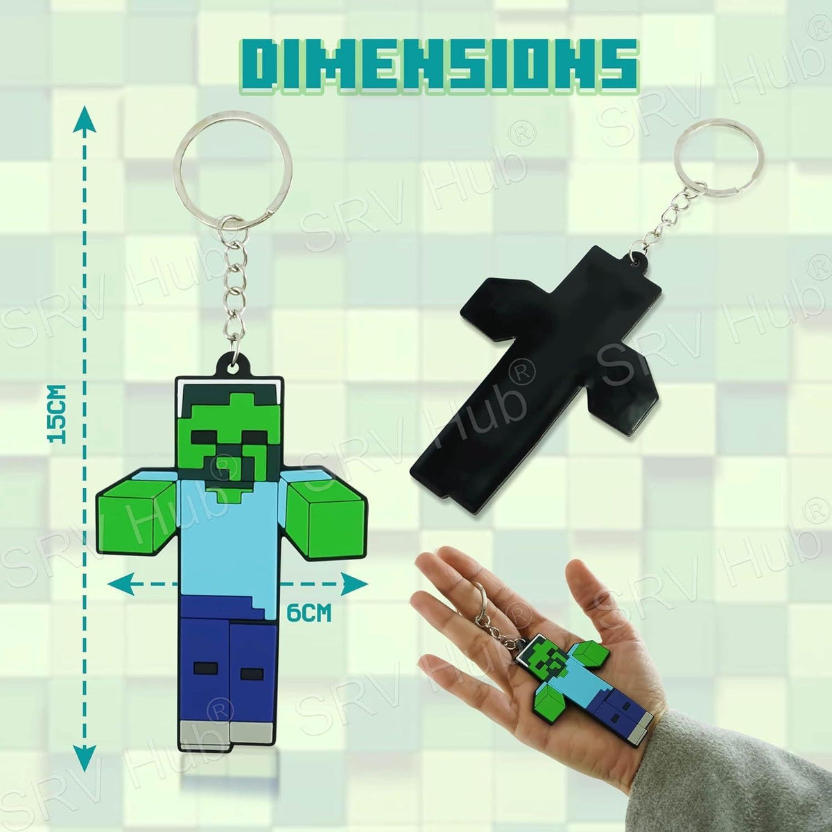 Zombie Kids Licensed Soft PVC Minecraft Key Chain – view 4