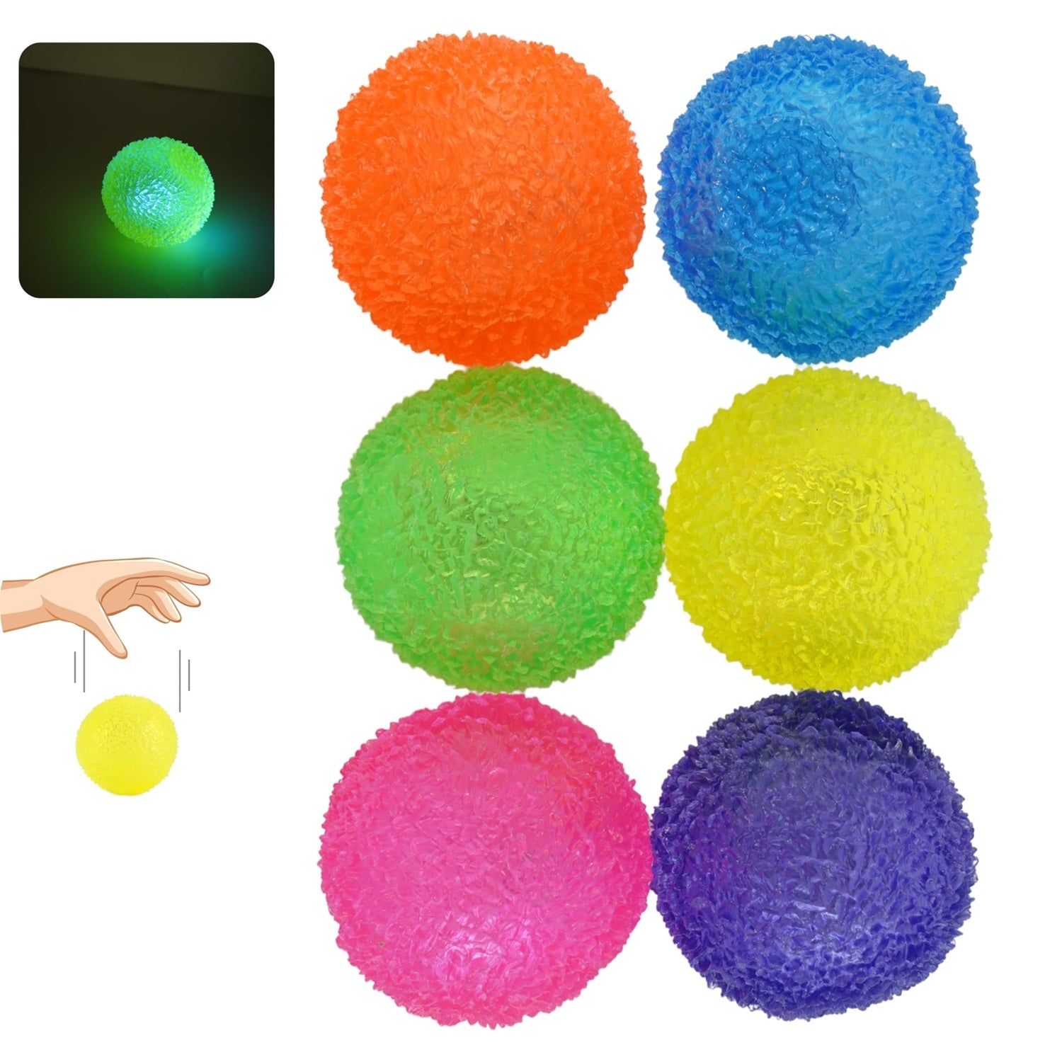 LED Light Up Sparkle Moon Ball 6.5cm - 1x Random