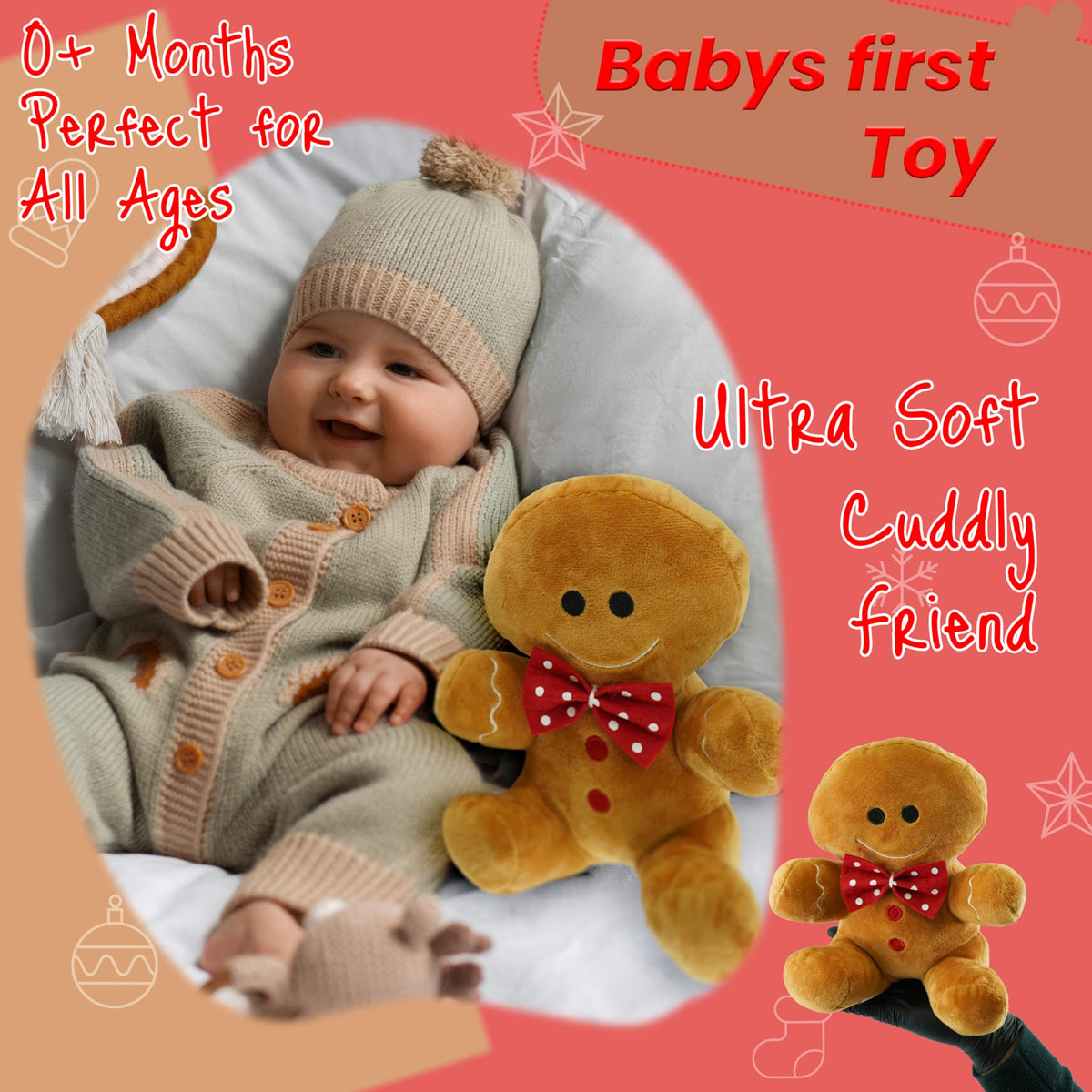 Large Plush Christmas Gingerbread Brown- 25CM