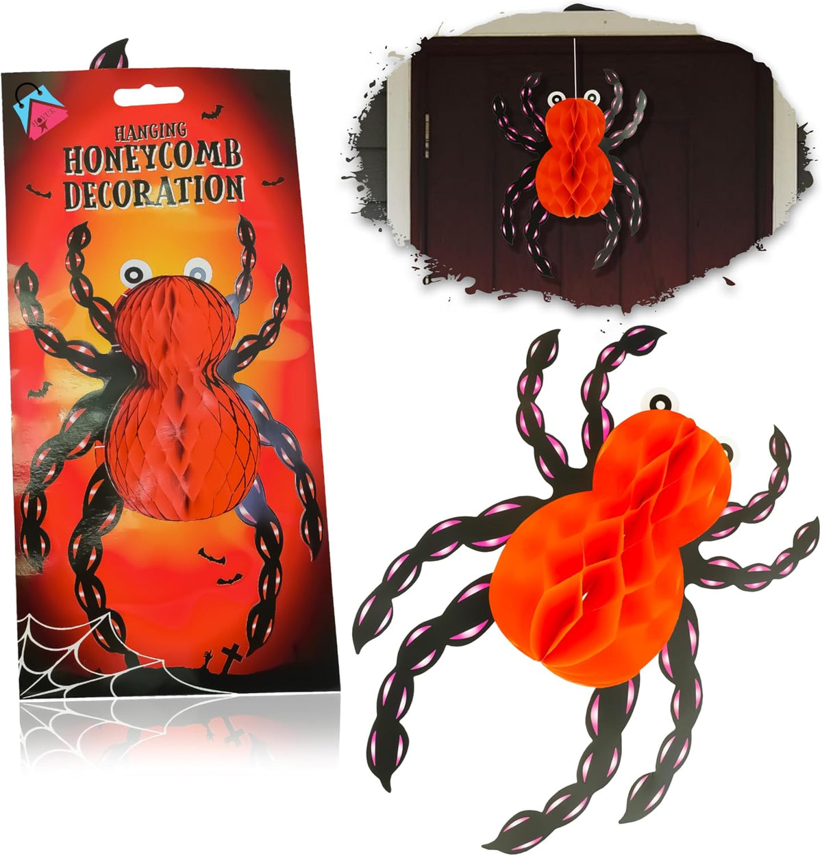 Halloween Hanging Honeycomb Spider Decoration 36cm