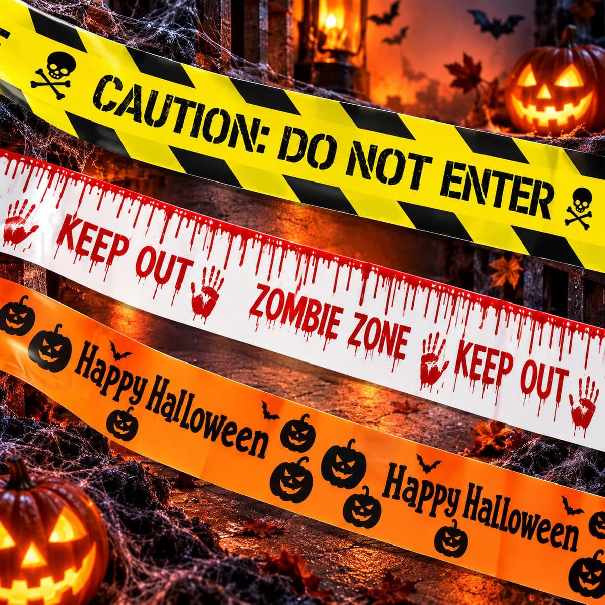 Halloween Fright Caution Tapes 3M x 6.5CM Each Spooky Party Decoration