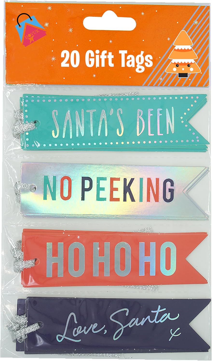 20Pcs Santa Flag Gift Tags with Strings
