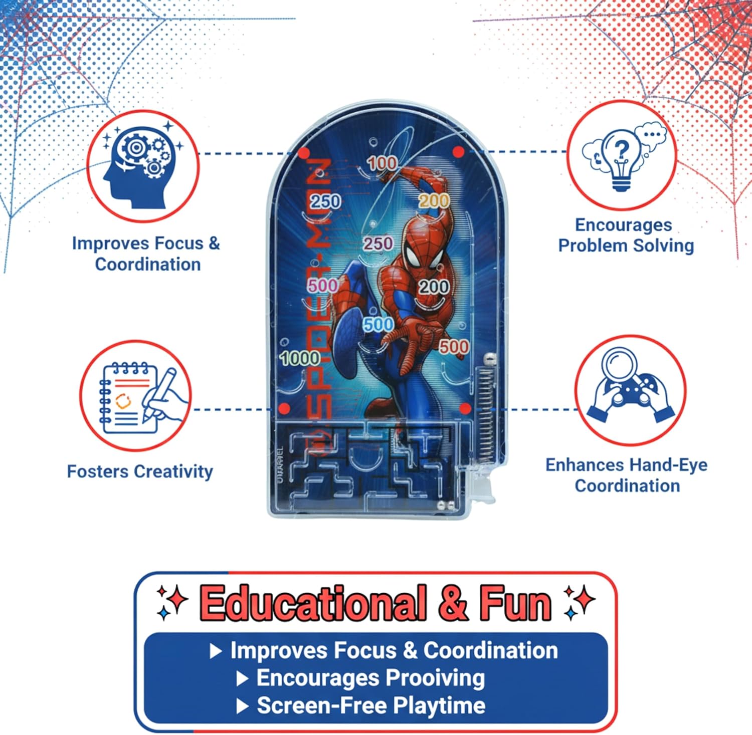 Kids Handheld Pinball Game Assorted Characters 16cm