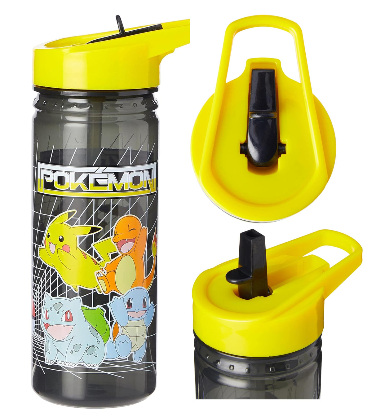 Pokemon Black Kids Licensed 600ML Plastic Drinking Bottle