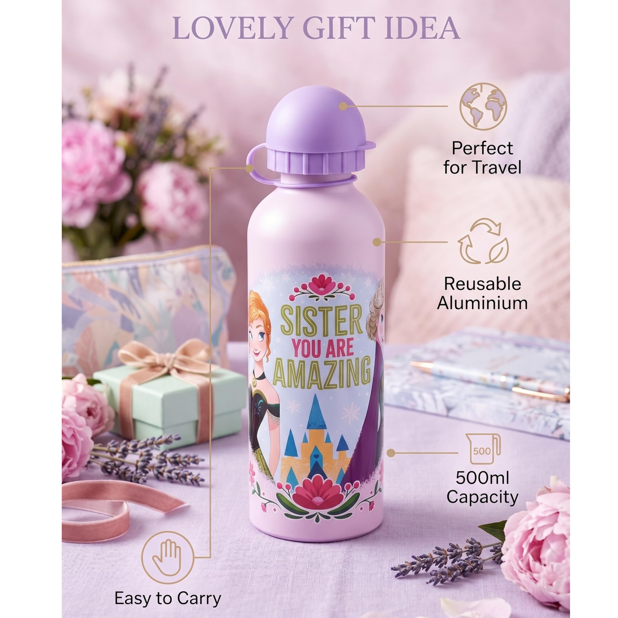Disney Frozen Aluminium Water Bottle 500ml