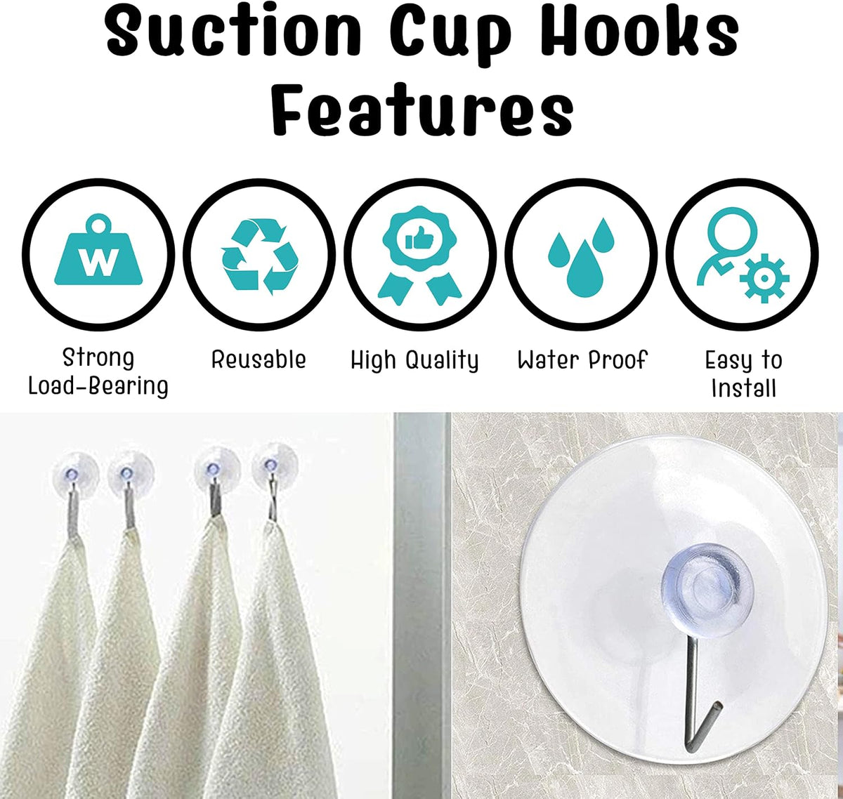 Clear Suction Cup Hooks 10Pcs - 3.8cm