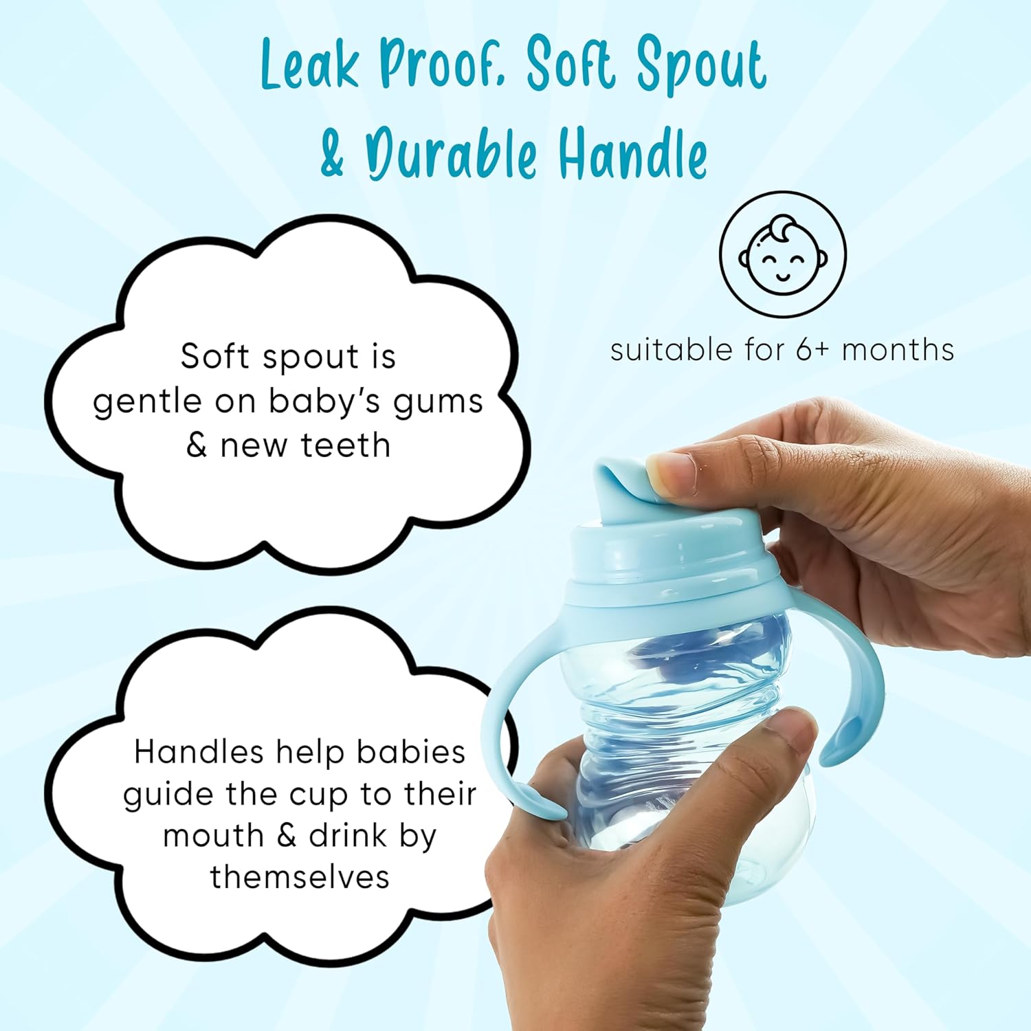 Soft Spout Sipper Bottle with Handle - 290ml/10oz