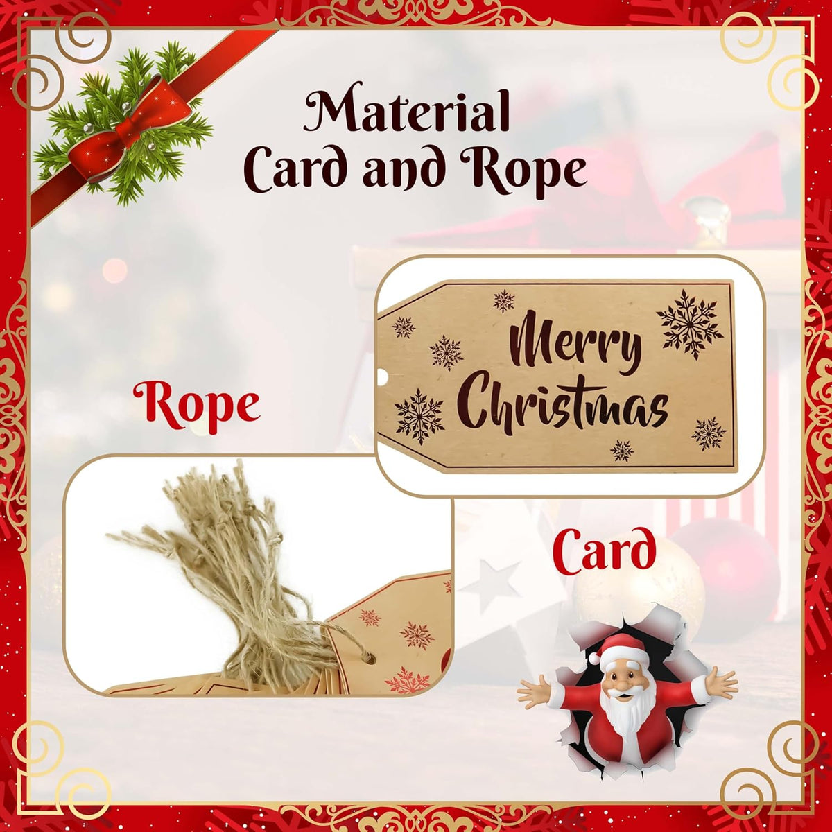 20Pcs Christmas Kraft Gift Tags with Jute String