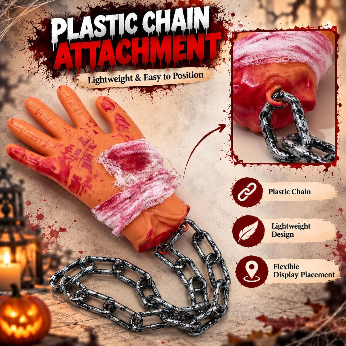 Halloween Severed Hand Decoration with Plastic chain