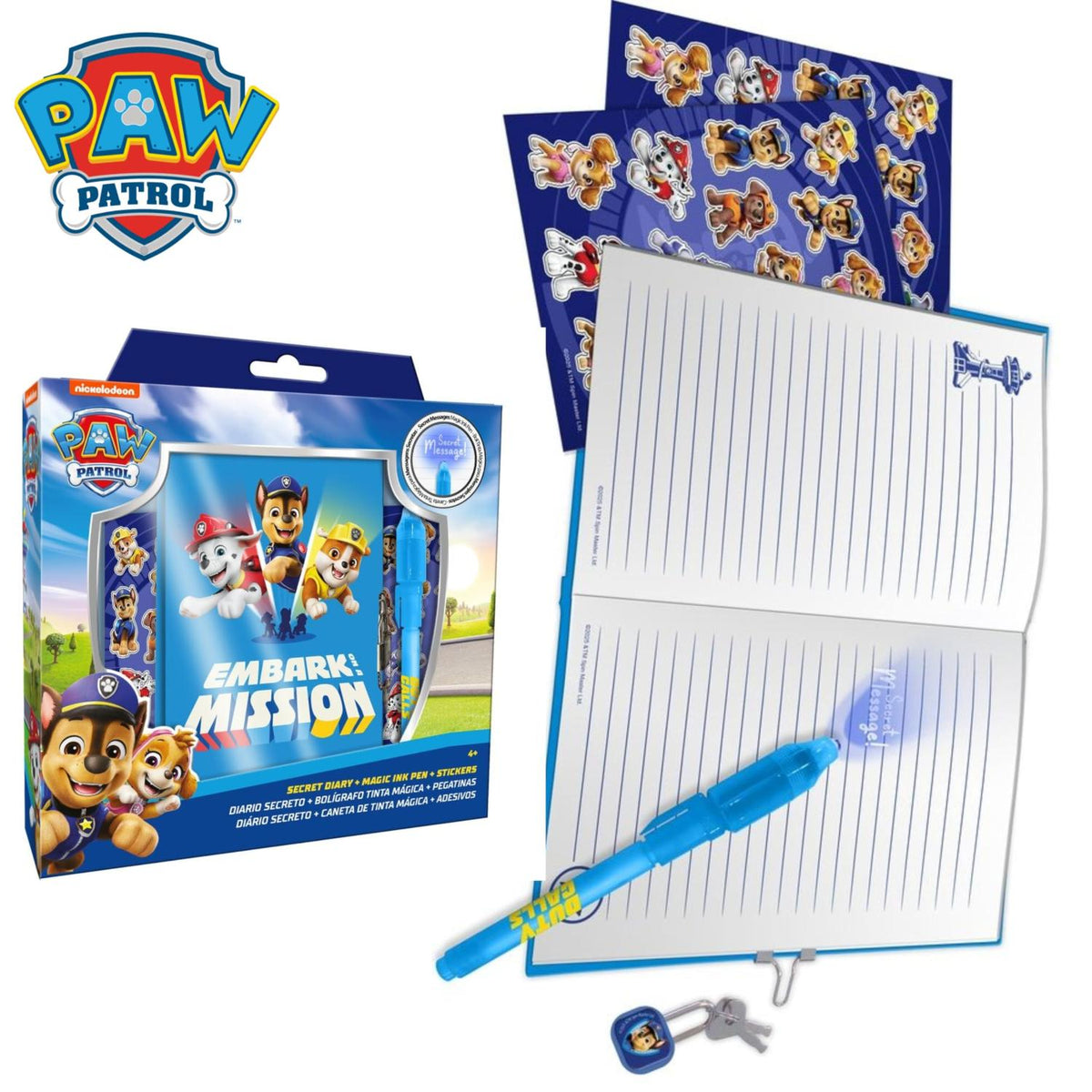 PAW Patrol Kids Licensed Secret Diary & Magic Ink Pen Stationery Set – view 3