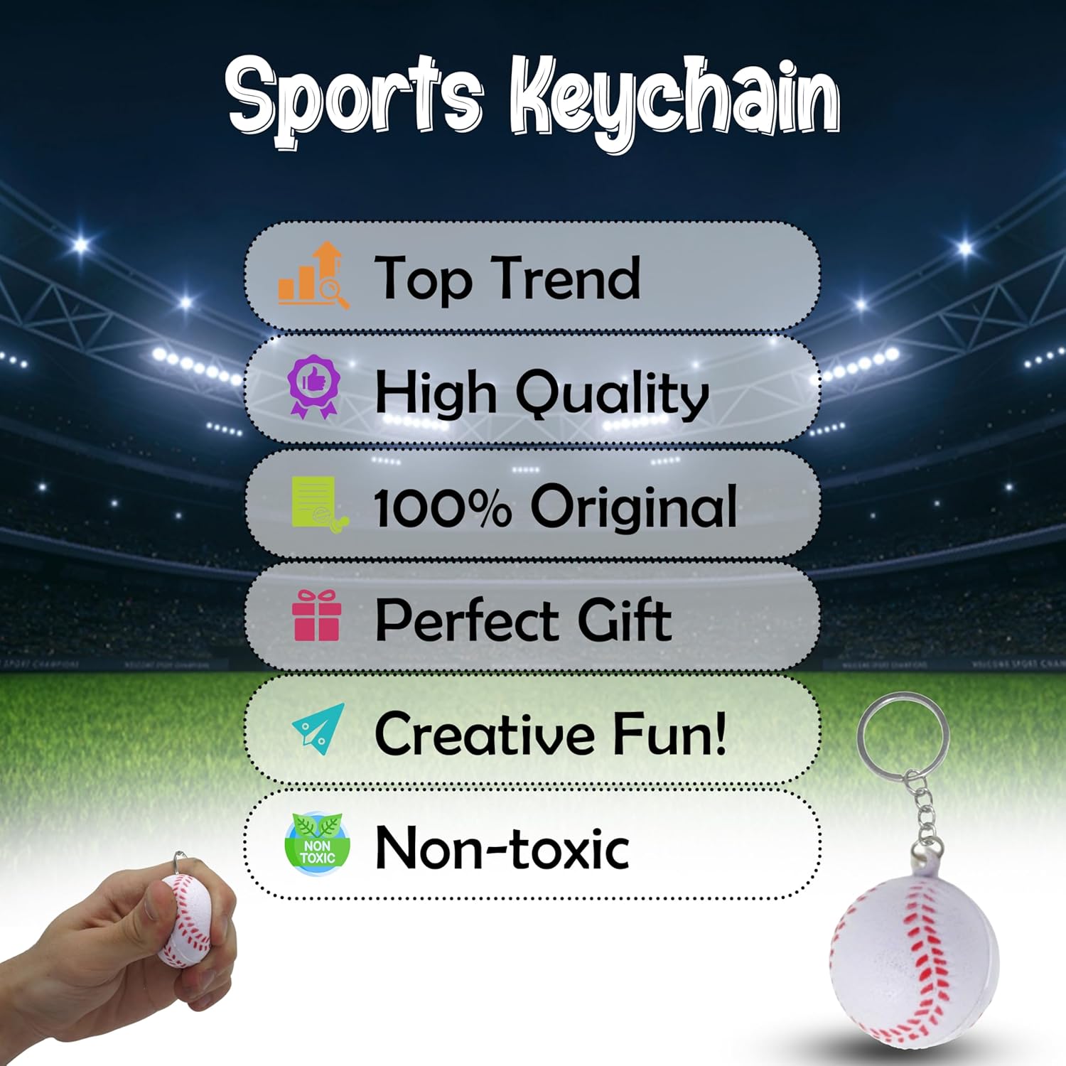 9cm Foam Sports Ball Keyring