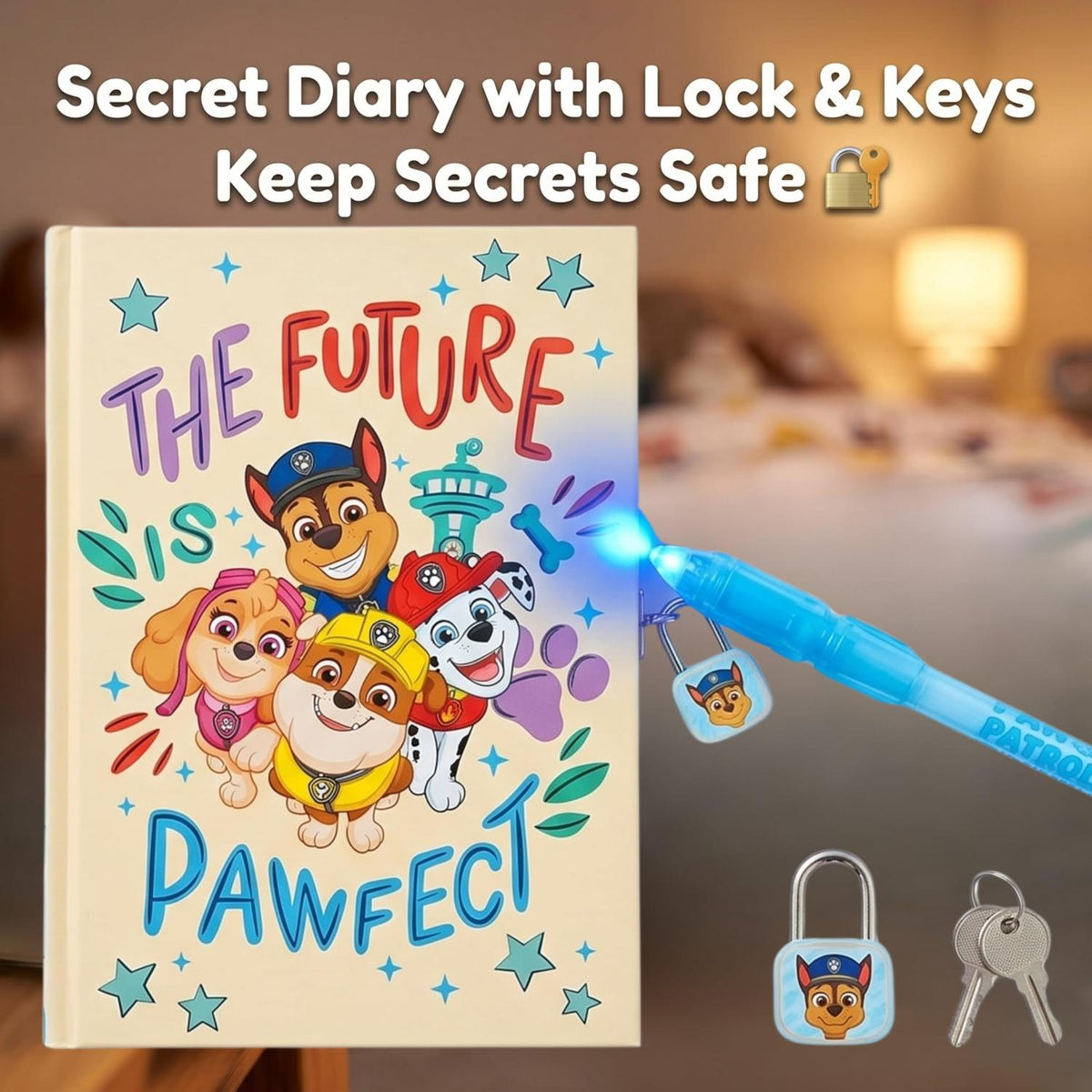 PAW Patrol Kids Licensed Secret Diary & Magic Ink Pen Stationery Set – view 4