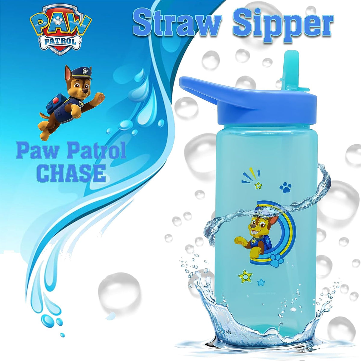 PAW Patrol Chase Kids Licensed Paw Patrol Straw Sippers 420ml – view 4
