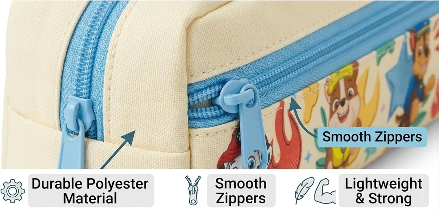 Kids Double Compartment Pencil Case 22cm Zip Stationery Pouch
