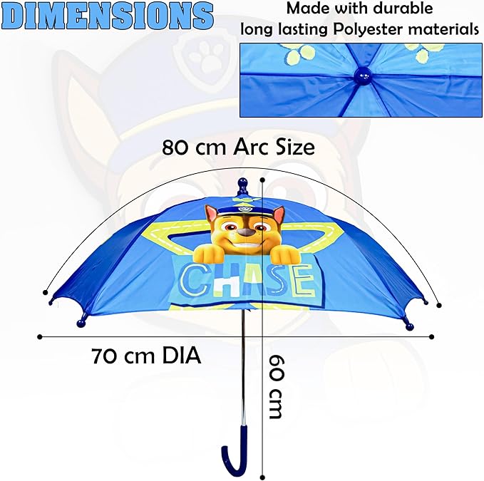 PAW Patrol Chase Kids Licensed Classic Umbrella 70cm – view 2