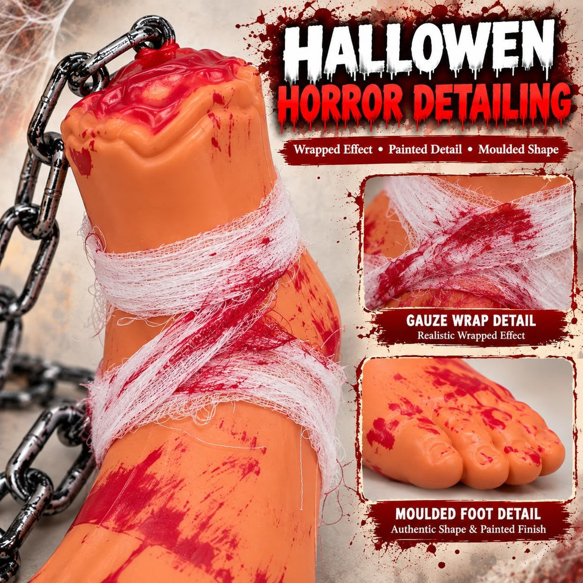 Halloween Severed Foot Decoration with Plastic Chain