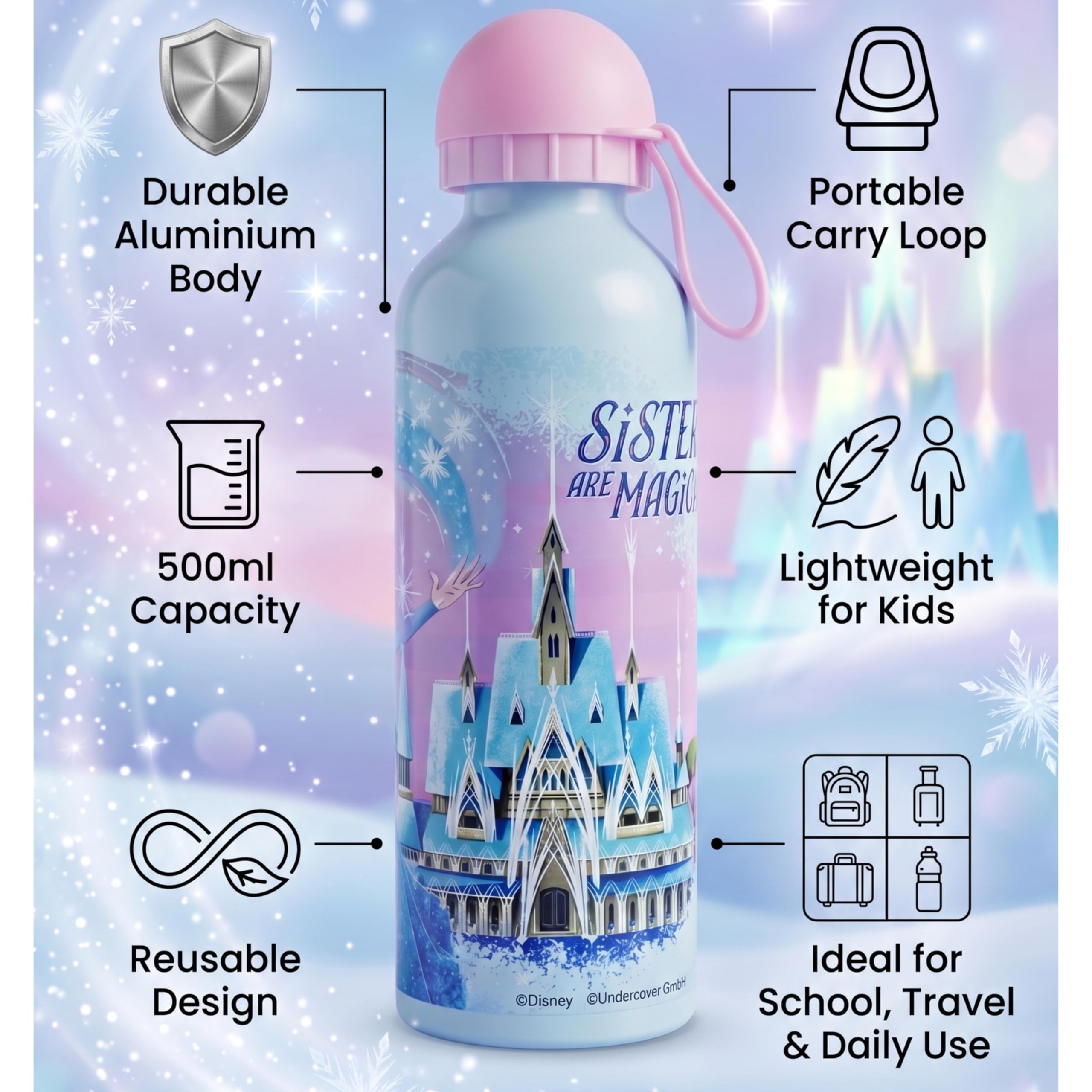 Disney Frozen Aluminium Water Bottle 500ml