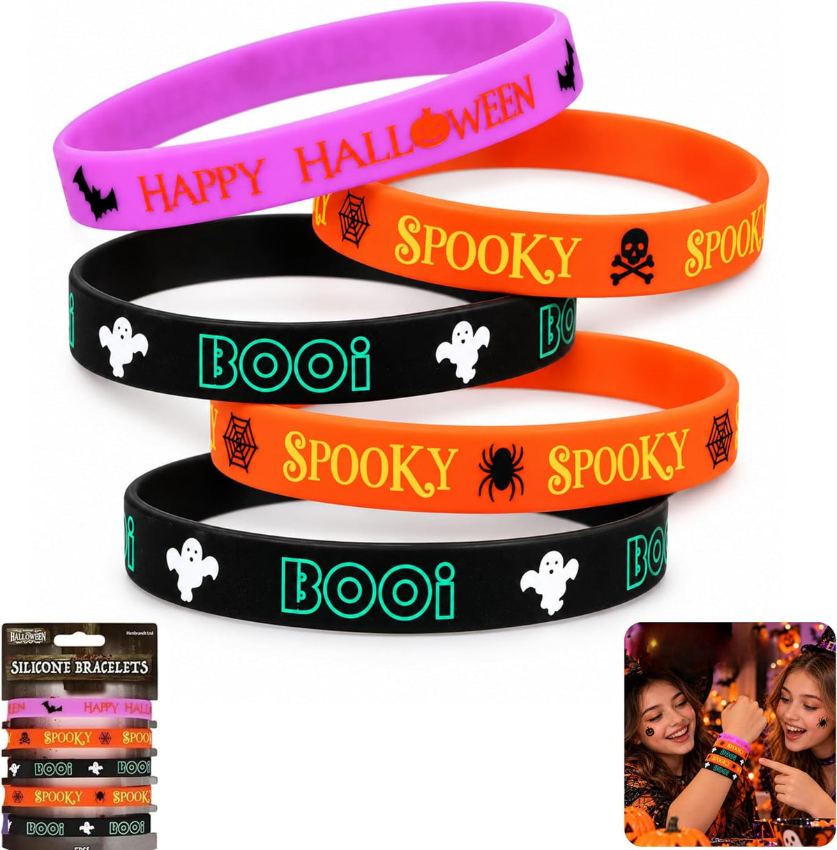 Halloween 5x Bracelets Set for Kids & Adults