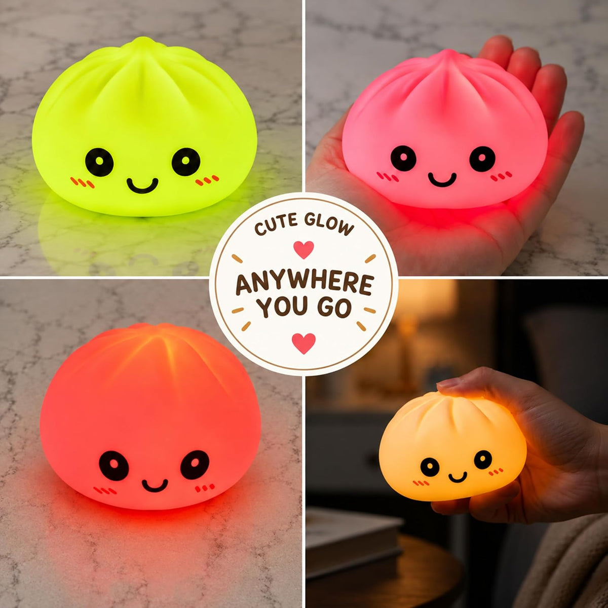 LED Light Up Squishy Dumpling Toy - 8.5cm