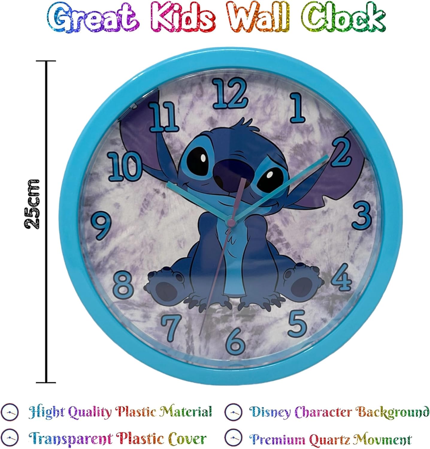 Children Modern Wall Clock Battery Operated, Wall Decor Gift for Kids