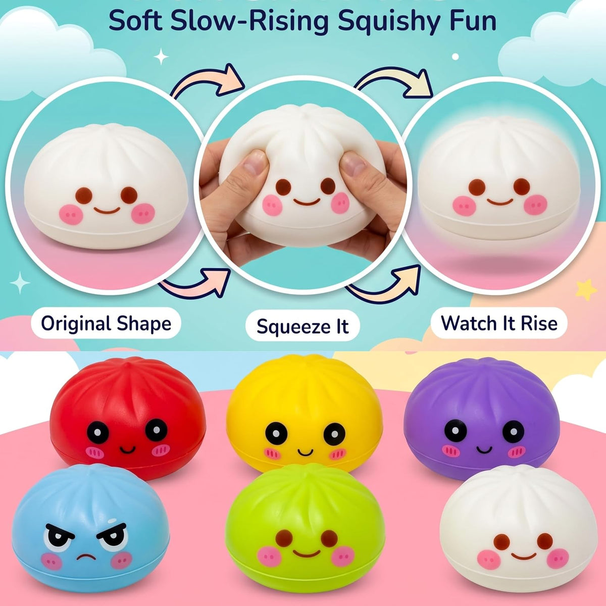Slow Rise Colourful Squishy Dumpling - 8.5cm