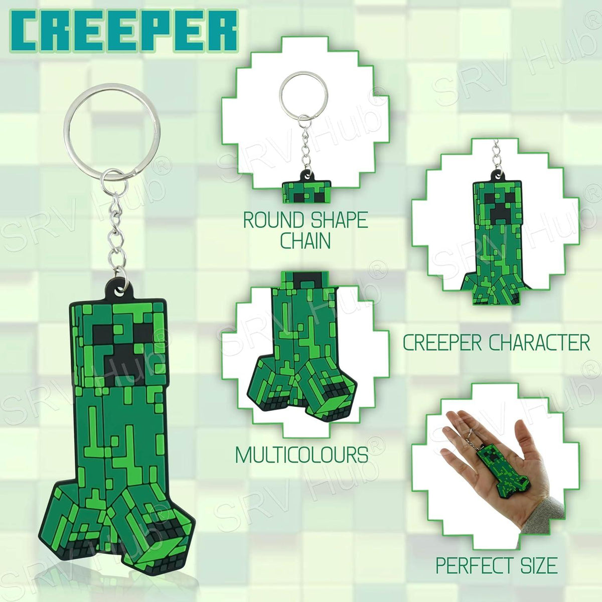 Minecraft Creeper Kids Licensed Soft PVC Minecraft Key Chain – view 3