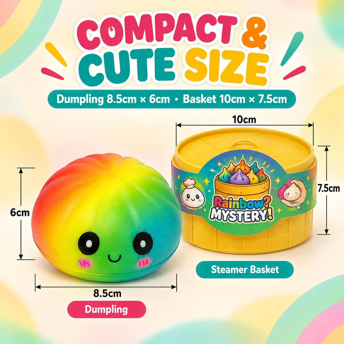 Slow Rise Rainbow Squishy Dumpling - 8.5cm