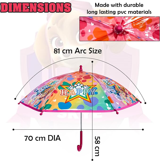 PAW Patrol Pink Kids Licensed Classic Umbrella 70cm – view 2
