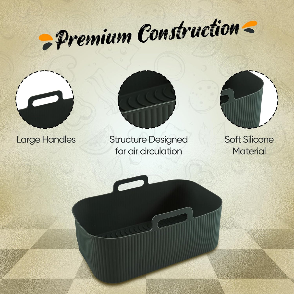 Silicone Non-Stick Air Fryer Liner - Rectangle 20cm