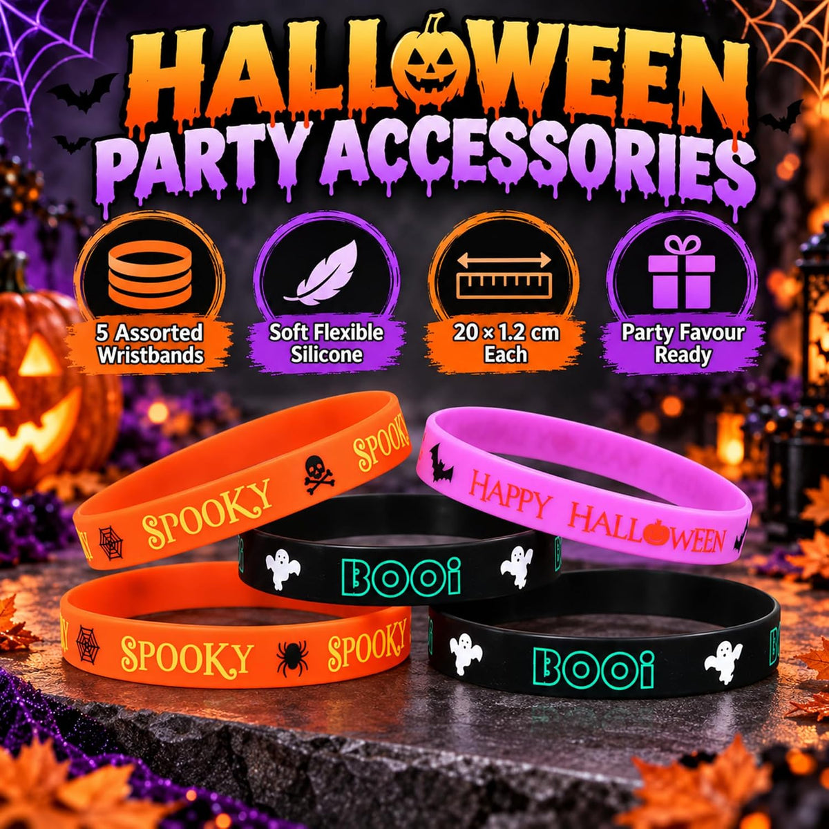 Halloween 5x Bracelets Set for Kids & Adults