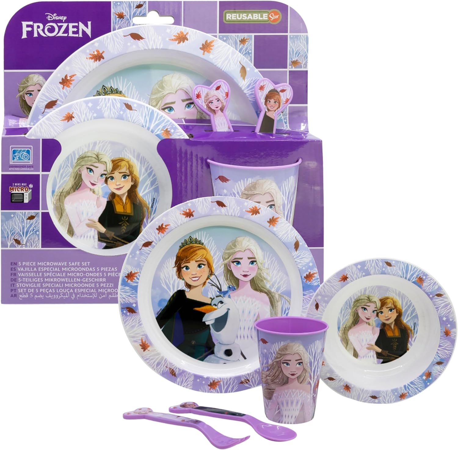 5PC Kids Cartoon Reusable Dinnerware Set