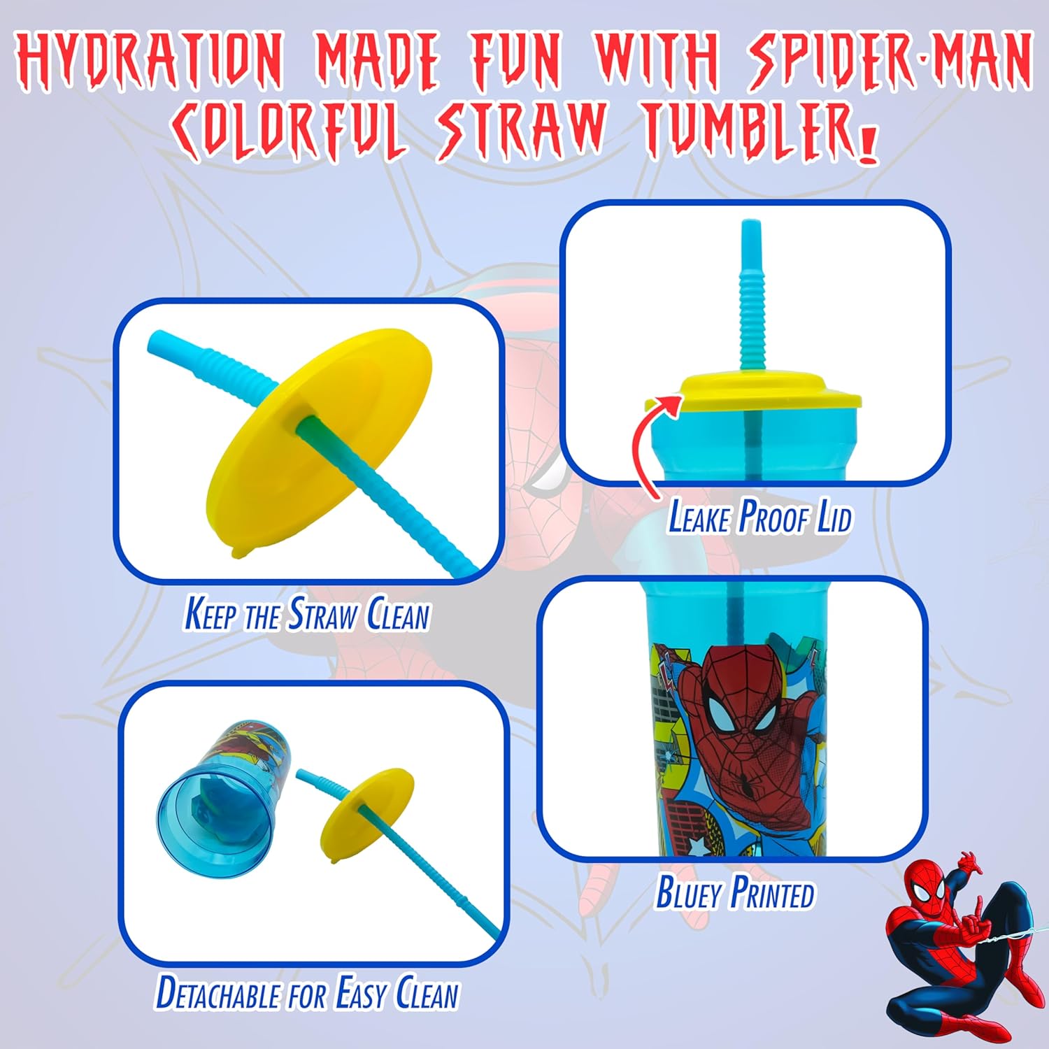 Kids Water Tumbler with Straw, 460ml